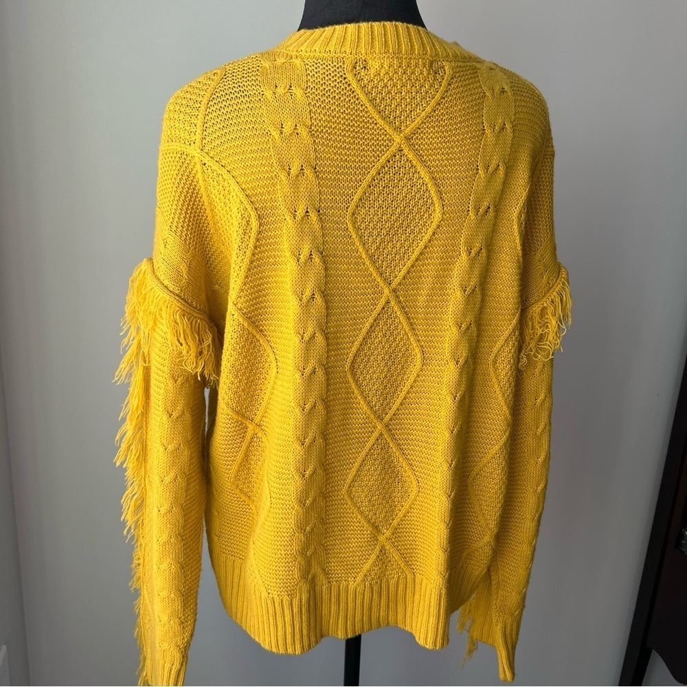 Simply Southern Mustard Cable Knit Sweater - L - Picture 4 of 5